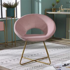 img 2 attached to 💖 Chic and Luxurious Roundhill Furniture Slatina Silky Velvet Accent Chair in Pink with Gold Tone Finished Base