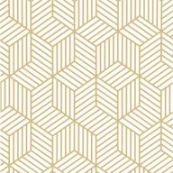 🔷 livebor white and gold peel and stick geometric hexagon wallpaper – 17.7 inch x 78.7 inch modern stripe self-adhesive wall paper, golden contact paper, removable wallpaper логотип