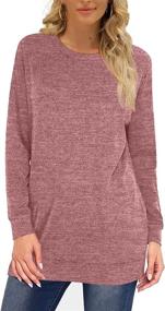 img 3 attached to 👚 Women's Long Sleeve Crew Neck Plain Fashion Casual Tops - Sweatshirts for Ultimate Comfort