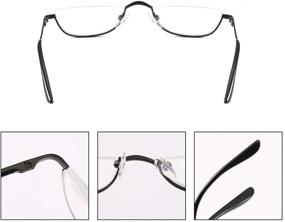 img 2 attached to 👓 КоKоБин Полуримские очки - Стильные полуоправные очки из металла для мужчин и женщин (2 пары, черные+пистолетный металлик, 2.00)