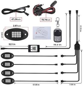 img 1 attached to 🚗 XLANJINGJ RGB светодиодные светильники Rock Lights: беспроводное управление с пульта, водонепроницаемый набор освещения под музыку для джипов, грузовиков, квадроциклов, мотоциклов - 4 красный многоцветный неоновый подсветки.