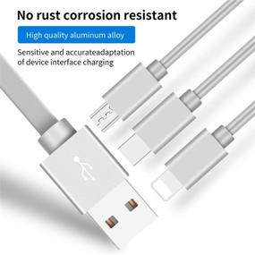 img 3 attached to 🔌 SDBAUX 2Pack Многоразовый USB Зарядный Кабель - Расклассывающийся 3 в 1 Адаптер Зарядки с Мини Типом C & Micro USB Разъемами - Совместим с Мобильными Телефонами, Планшетами - Универсальное Использование (1м/Серый)