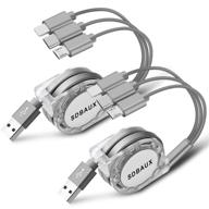 🔌 sdbaux 2pack многоразовый usb зарядный кабель - расклассывающийся 3 в 1 адаптер зарядки с мини типом c & micro usb разъемами - совместим с мобильными телефонами, планшетами - универсальное использование (1м/серый) логотип