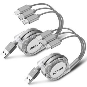 img 4 attached to 🔌 SDBAUX 2Pack Многоразовый USB Зарядный Кабель - Расклассывающийся 3 в 1 Адаптер Зарядки с Мини Типом C & Micro USB Разъемами - Совместим с Мобильными Телефонами, Планшетами - Универсальное Использование (1м/Серый)