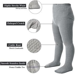 img 3 attached to Jormatt Girls Thick Cotton Cable Knit Leggings Stockings - Seamless Toddler Pantyhose for Ages 2-10y