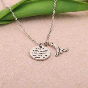 img 1 attached to FUSTMW Hockey Charm Necklace - She Believed, She Achieved: Inspirational Gift for Ice Hockey Players