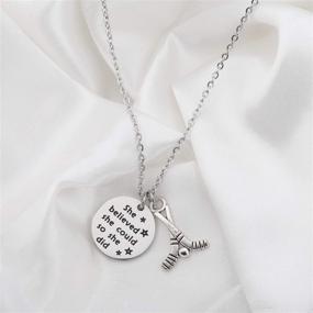 img 3 attached to FUSTMW Hockey Charm Necklace - She Believed, She Achieved: Inspirational Gift for Ice Hockey Players