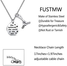 img 2 attached to FUSTMW Hockey Charm Necklace - She Believed, She Achieved: Inspirational Gift for Ice Hockey Players