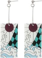 🌸 kimetsu hanafuda acrylic earrings - tanjiro inspired girls' jewelry logo