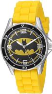 dc comics boys' bat9280 analog-quartz watch: vibrant yellow silicone strap, 17.5 size logo