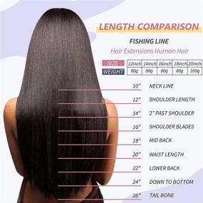 img 1 attached to 🐠 Солнечные накладные волосы Sunny Fish Line Remy Human Hair - Платиново-блонд #60 с секретным креплением на проволоке, 18 дюймов, 80 г