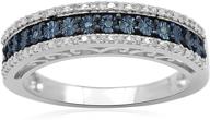 💍 jewelili sterling silver 1/10 cttw natural miracle plated blue & white round diamond anniversary ring - enhance seo logo