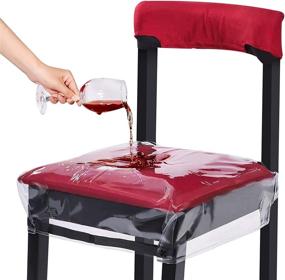 img 4 attached to 4 Pack Clear Plastic Chair Covers: Waterproof Vinyl 🪑 Protectors for Dining Room - Scratch Resistant, Spill Proof, Wipeable Slipcovers