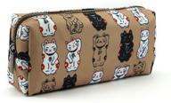 🍀 lucky japanese cat pencil case: maneki neko cat pouch for makeup & stationery logo