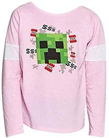 img 1 attached to Футболка Minecraft Creeper для девочек с длинным рукавом - разноцветная, размер XL