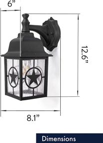 img 1 attached to 🏡 Farmhouse Wall Light for Entry, Patio, and More - CORAMDEO Country Star Outdoor Dusk to Dawn, E26 Standard Socket, Wet Location Suitable - Black Powder Coat Cast Aluminum with Seedy Glass