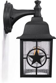 img 3 attached to 🏡 Farmhouse Wall Light for Entry, Patio, and More - CORAMDEO Country Star Outdoor Dusk to Dawn, E26 Standard Socket, Wet Location Suitable - Black Powder Coat Cast Aluminum with Seedy Glass