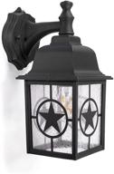 🏡 farmhouse wall light for entry, patio, and more - coramdeo country star outdoor dusk to dawn, e26 standard socket, wet location suitable - black powder coat cast aluminum with seedy glass логотип