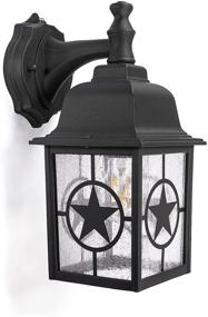 img 4 attached to 🏡 Farmhouse Wall Light for Entry, Patio, and More - CORAMDEO Country Star Outdoor Dusk to Dawn, E26 Standard Socket, Wet Location Suitable - Black Powder Coat Cast Aluminum with Seedy Glass