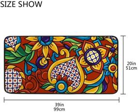 img 1 attached to 🏠 Мягкий ванночный нескользящий стираемый мексиканский травертиновый этнический народный красный декоративный ковровый коврик для кухни для гостиной дома спальни - размер 39×20 дюймов