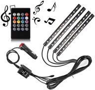 🚗 ecloud shop car interior light multicolor music led strip light, 4pcs 48 led dc 12v led lights under dash lighting kit with wireless remote control and car charger logo