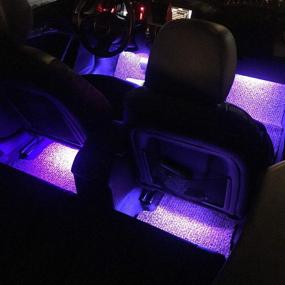 img 2 attached to 🚗 Ecloud Shop Мультцветная музыкальная лента LED-подсветка салона автомобиля, комплект из 4 штук 48 LED-ламп соединяются с подключением к постоянному току 12 В, с беспроводным пультом дистанционного управления и автомобильным зарядным устройством.