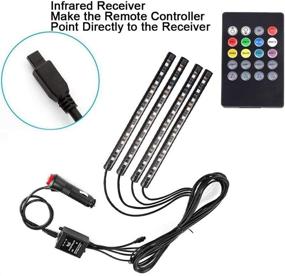 img 1 attached to 🚗 Ecloud Shop Car Interior Light Multicolor Music LED Strip Light, 4pcs 48 LED DC 12V LED Lights Under Dash Lighting Kit with Wireless Remote Control and Car Charger