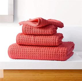 img 2 attached to GLAMBURG 100% OEKOTEX Organic Cotton 6-Piece Towel Set, GOTS Certified, Includes 2 Oversized Bath Towels 30x54, 2 Hand Towels 16x28, 2 Wash Cloths 12x12, Absorbent and Eco-Friendly - Coral Orange
