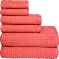 glamburg 100% oekotex organic cotton 6-piece towel set, gots certified, includes 2 oversized bath towels 30x54, 2 hand towels 16x28, 2 wash cloths 12x12, absorbent and eco-friendly - coral orange logo