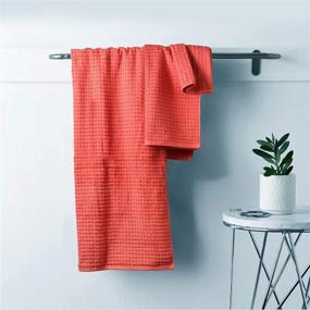 img 1 attached to GLAMBURG 100% OEKOTEX Organic Cotton 6-Piece Towel Set, GOTS Certified, Includes 2 Oversized Bath Towels 30x54, 2 Hand Towels 16x28, 2 Wash Cloths 12x12, Absorbent and Eco-Friendly - Coral Orange