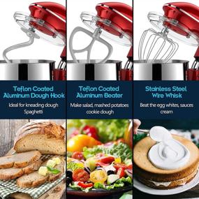 img 3 attached to HOWORK 8.5QT Stand Mixer, 660W Tilt-Head 6+0+P-Speed Kitchen Dough Mixer, Planetary Mixing Electric Kitchen Mixer With Dough Hook, Beater & Egg Whisk, Dishwasher Safe - 8.5 QT, Red (SEO-friendly)