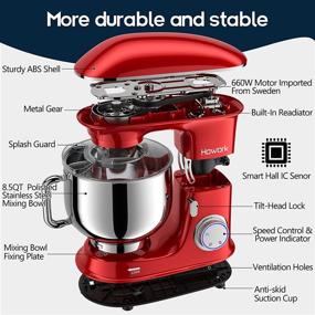 img 1 attached to HOWORK 8.5QT Stand Mixer, 660W Tilt-Head 6+0+P-Speed Kitchen Dough Mixer, Planetary Mixing Electric Kitchen Mixer With Dough Hook, Beater & Egg Whisk, Dishwasher Safe - 8.5 QT, Red (SEO-friendly)