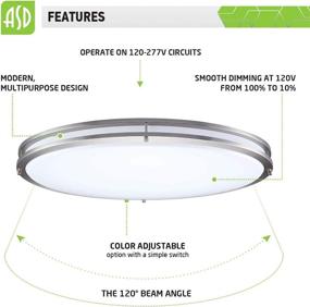 img 1 attached to ASD 32 Inch Oval LED Flush Mount Ceiling Light: Dimmable, Adjustable 3CCT 3000K/4000K/5000K, Energy Efficient at 4200 Lm, 120-277V, Brushed Nickel Finish, 45W (120W Replace), ETL Listed & Energy Star