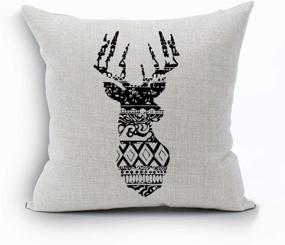 img 1 attached to 🦌 4 Set of BonusLife Throw Pillow Case Cushion Covers, Square Deer Pattern, 18 x 18 Inches for Decorative Pillowcases