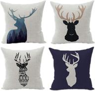 🦌 4 set of bonuslife throw pillow case cushion covers, square deer pattern, 18 x 18 inches for decorative pillowcases логотип