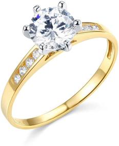 img 4 attached to 💍 TWJC Yellow SOLID Wedding Engagement Women's Jewelry: A Radiant Symbol of Love and Elegance