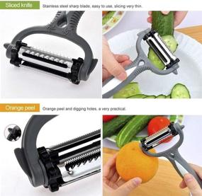 img 3 attached to 🔪 Black 3 in 1 Y Peeler for Kitchen - Potato, Julienne, Cabbage, Veggie, Fruit, Carrot - 3 Blades Included