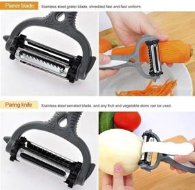 img 1 attached to 🔪 Black 3 in 1 Y Peeler for Kitchen - Potato, Julienne, Cabbage, Veggie, Fruit, Carrot - 3 Blades Included