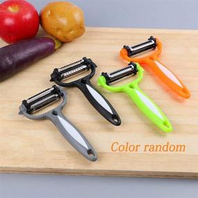 img 4 attached to 🔪 Black 3 in 1 Y Peeler for Kitchen - Potato, Julienne, Cabbage, Veggie, Fruit, Carrot - 3 Blades Included