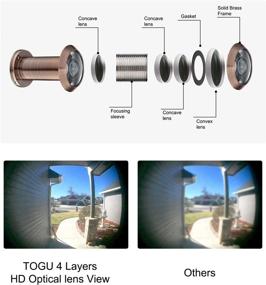 img 3 attached to 🚪 Enhance Home Security with TOGU TG3016YG-AC Solid Brass HD Glass Lens 220-degree Door Viewer Peephole in Antique Copper Finish - UL Listed and Privacy Cover Included!