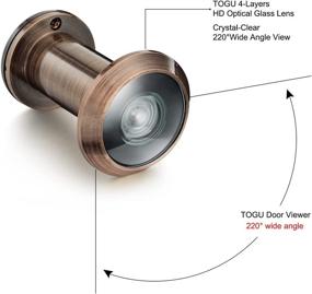 img 2 attached to 🚪 Enhance Home Security with TOGU TG3016YG-AC Solid Brass HD Glass Lens 220-degree Door Viewer Peephole in Antique Copper Finish - UL Listed and Privacy Cover Included!