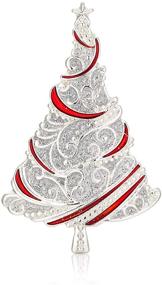 img 4 attached to 🎄 RareLove Vintage Red with Silver Christmas Tree Xmas Pins and Brooches: Exquisite Silver Plated Alloy Holiday Jewelry for Women and Girls