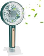 green handheld mini fan with cell phone holder - battery operated, 4-speed portable fan with lanyard for home, office, and outdoor use логотип