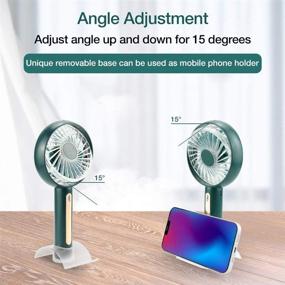 img 3 attached to Green Handheld Mini Fan with Cell Phone Holder - Battery Operated, 4-Speed Portable Fan with Lanyard for Home, Office, and Outdoor Use