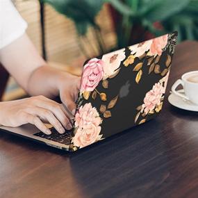 img 4 attached to iLeadon MacBook Pro 16 Inch Case with Retina Display, Protective Soft Touch Ultra Thin Hard Shell Cover 🌸 featuring Touch Bar and Touch ID, Compatible with MacBook Pro 16 Inch 2019 A2141, Floral Design on Black Base