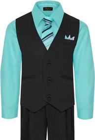 img 3 attached to 👔 Premium Boys' Vest, Pant, Shirt & Hanky Set: Perfect for Suits & Sport Coats