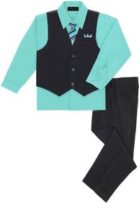 img 2 attached to 👔 Premium Boys' Vest, Pant, Shirt & Hanky Set: Perfect for Suits & Sport Coats