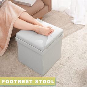 img 1 attached to Rolife Storage Ottoman With Tray Square Folding Ottoman Coffee Table Portable Footrest Stool Pale Turquoise Furniture