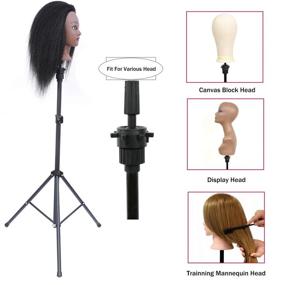 img 3 attached to 🎭 Wig Stand - Adjustable Tripod Mannequin Head Holder for Canvas Block Wig Heads - Ideal for Wig Making, Styling, Cosmetology Hairdressing Training - Sturdy Wig Stand with Carry Bag