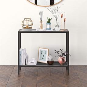 img 3 attached to 🏮 Henn&Hart Perforated Mesh Console Table: Industrial Metal Shelf, 1, Black
